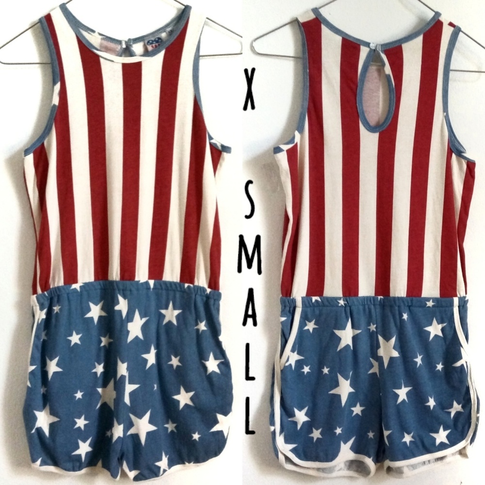 JunkFood Patriotic American Flag Print Romper - Picture 6 of 8